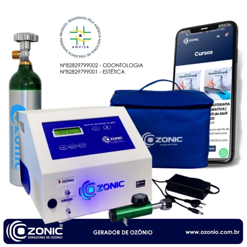 KIT Gerador de Ozônio Digital Veterinário com vácuo Ozonic + cilindro 2L