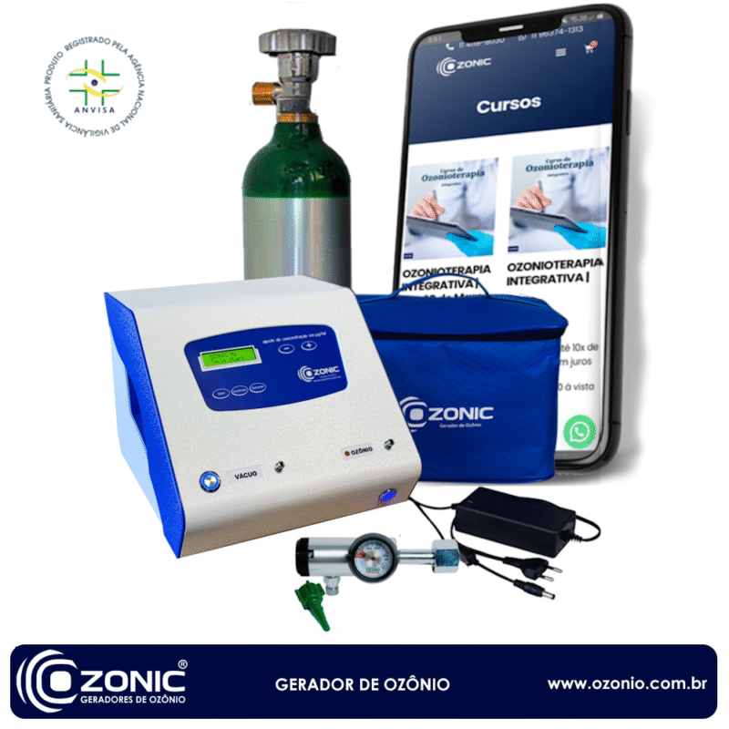KIT Gerador de Ozônio Digital para Ozonioterapia com vácuo Ozonic + cilindro 2L